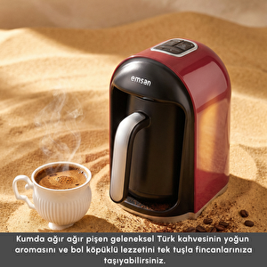 Emsan Kumda 5 Fincan Kapasiteli Türk Kahve Makinesi Cherry Red