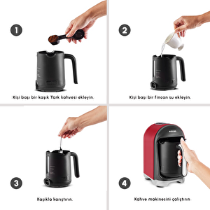Emsan Kumda 5 Fincan Kapasiteli Türk Kahve Makinesi Cherry Red görseli 8