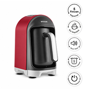 Emsan Kumda 5 Fincan Kapasiteli Türk Kahve Makinesi Cherry Red