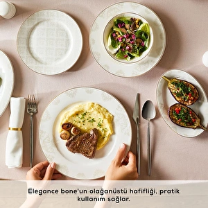 Emsan Elegance Bone Siena 53 Parça 12 Kişilik Yemek Takımı Gold görseli 4