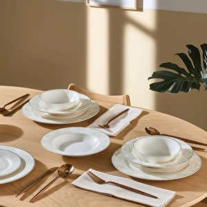 Emsan Elegance Bone Siena 53 Parça 12 Kişilik Yemek Takımı Gold görseli 5
