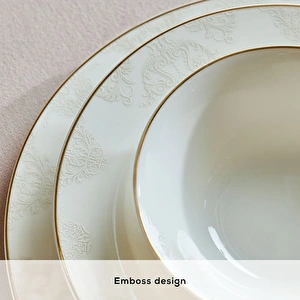 Emsan Elegance Bone Siena 53 Parça 12 Kişilik Yemek Takımı Gold görseli 6