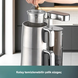 Homend Teabot 1785H Konuşan Otomatik Çay Makinesi Krom görseli 10