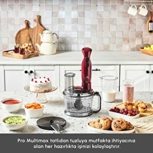 Emsan Pro Multimax 6 in 1 Çok Amaçlı Mutfak Robotu Red 2000 W görseli 8