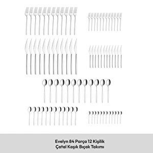 Emsan Evelyn 84 Parça 12 Kişilik Çatal Kaşık Bıçak Takımı görseli 6