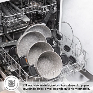 Emsan Fortis Granit 7 Parça Tencere Seti Gri görseli 4
