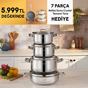 Karaca Powersteel 316+ Alberta İndüksiyon Tabanlı 8 Parça Çelik Tencere Seti