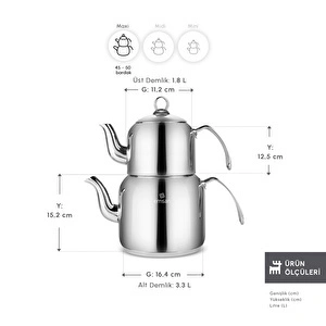 Emsan Bade Devrilmez Maxi Çaydanlık Takımı  1,8L & 3,3L