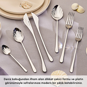 Karaca Seashell 316+ 12 Kişilik 84 Parça Çatal Kaşık Bıçak Takımı Platin