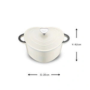 Emsan Kalp Alüminyum Döküm Tencere 20 cm Krem görseli 4