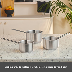 Emsan Fiorino İndüksiyon Tabanlı Çelik 3 Parça Mini Sütlük/Sosluk Set