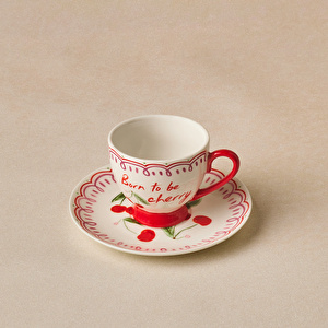 Karaca Cherry Time Çizgili Kahve Fincan Takımı 90 ml