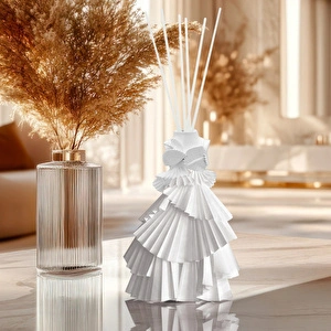 Baci Milano Atelier Bianca Beyaz Elbise Formunda İçi Cam Difüzör ve Vazo H. 21 cm görseli 2