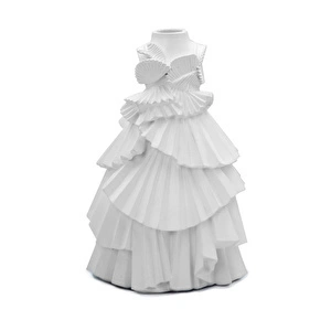 Baci Milano Atelier Bianca Beyaz Elbise Formunda İçi Cam Difüzör ve Vazo H. 21 cm görseli 3
