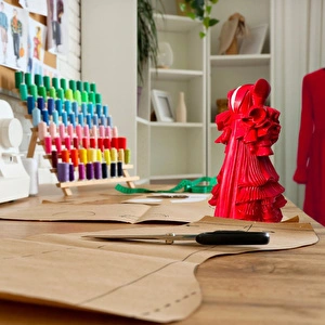 Baci Milano Atelier Gisele Kırmızı Elbise Formunda İçi Cam Difüzör ve Vazo H. 21 cm görseli 3