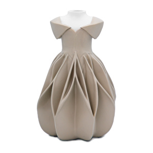 Atelier Claudia Gümüş Rengi Elbise Formunda İçi Cam Difüzör ve Vazo H. 21 cm