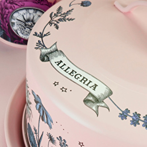 Baci Milano Allegria Pembe Desenli Metal Vakumlu Kek Fanusu görseli 6