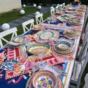 Baci Milano Dolce Far Niente Mavi ve Pembe Renkli Karışık 6 Parça Melamin Çukur Tabak 23 cm görseli 7