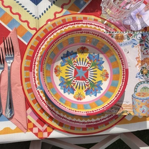Baci Milano Dolce Far Niente Mavi ve Pembe Renkli Karışık 6 Parça Melamin Çukur Tabak 23 cm görseli 10