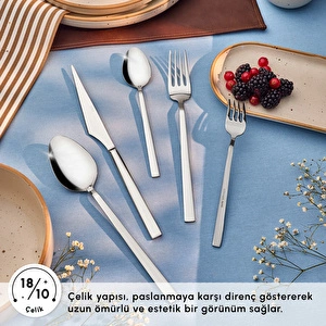 Emsan Paradiso Platin 12 Kişilik 60 Parça Çatal Kaşık Bıçak Takımı görseli 3