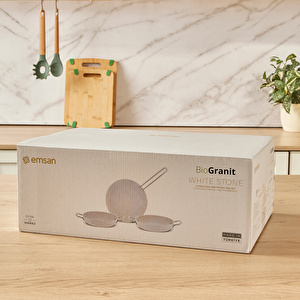 Emsan Biogranit White Stone 3 Parça Tava Sahan Seti görseli 7