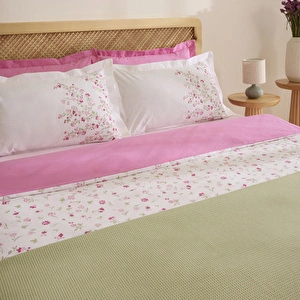 Karaca Home Florevia %100 Pamuk Çift Kişilik Nevresim Pike Takımı Pembe görseli 5