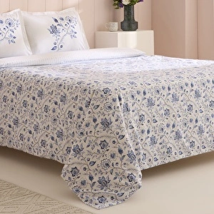 Kaşmir Home Belina %100 Pamuk Çift Kişilik Nevresim Takımı İndigo görseli 6