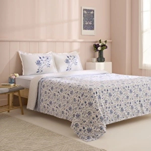 Kaşmir Home Belina %100 Pamuk Çift Kişilik Nevresim Takımı İndigo görseli 7