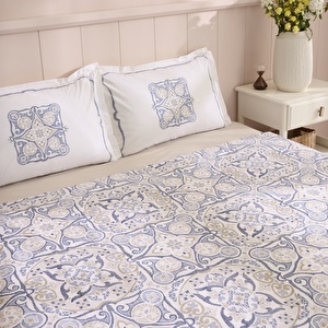 Kaşmir Home Benito %100 Pamuk Çift Kişilik Nevresim Takımı İndigo görseli 3