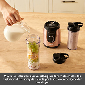 Karaca Blendfit Go Personal Kişisel Smoothie Blender Çift Hazne Rosegold 600ml & 400ml görseli 9