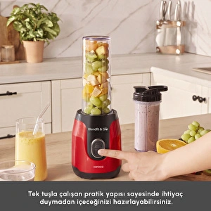 Karaca Blendfit Go Personal Kişisel Smoothie Blender Çift Hazne Kırmızı 600ml & 400ml görseli 7