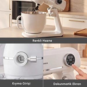 Karaca Multichef Artisan Renkli Hazneli Digital Ekran Tam Döküm Hamur Yoğurma Makinesi Cream 7L görseli 9