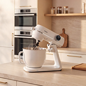 Karaca Multichef Artisan Renkli Hazneli Digital Ekran Tam Döküm Hamur Yoğurma Makinesi Cream 1800W 7L