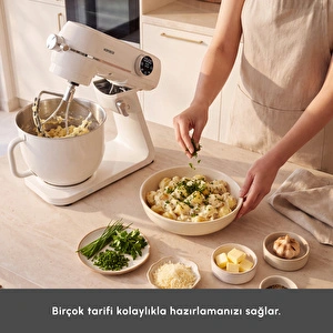 Karaca Multichef Artisan Renkli Hazneli Digital Ekran Tam Döküm Hamur Yoğurma Makinesi Cream 7L görseli 4