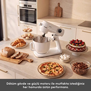 Karaca Multichef Artisan Renkli Hazneli Digital Ekran Tam Döküm Hamur Yoğurma Makinesi Cream 7L görseli 6