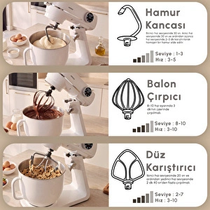 Karaca Multichef Artisan Renkli Hazneli Digital Ekran Tam Döküm Hamur Yoğurma Makinesi Cream 7L görseli 7