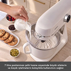 Karaca Multichef Artisan Renkli Hazneli Digital Ekran Tam Döküm Hamur Yoğurma Makinesi Cream 7L görseli 8
