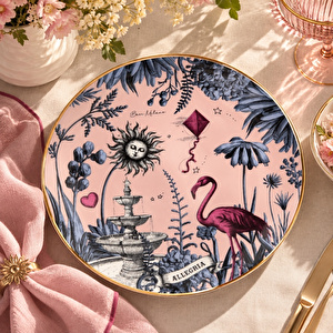 Allegria Pembe Desenli Porselen Servis Tabağı / Supla 32 cm