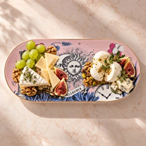 Baci Milano Allegria Pembe Desenli Porselen Oval Tabak 32x15 cm görseli 2