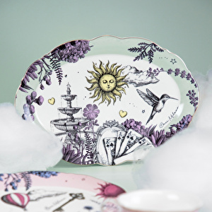 Allegria Yeşil Porselen Oval Servis Tabağı 35x24 cm