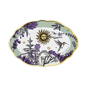 Baci Milano Allegria Yeşil Porselen Oval Servis Tabağı 35x24 cm görseli 2
