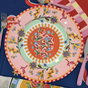 Baci Milano Dolce Far Niente Çiçek Desenli Pembe Emaye Supla Ø 33 cm görseli 3