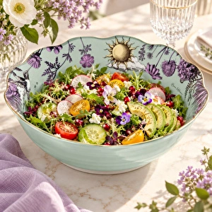 Baci Milano Allegria Yeşil Desenli Porselen Salata Kasesi  Ø 26 cm, H 11 cm görseli 2