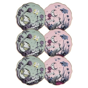 Baci Milano Allegria Pembe ve Yeşil Karışık Desenli 6 Parça Mix Porselen Pasta Tabağı 22 cm görseli 2