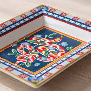 Baci Milano Dolce Far Niente Mavi Desenli Dikdörtgen Porselen Tabak 19,5x15,5 cm görseli 2