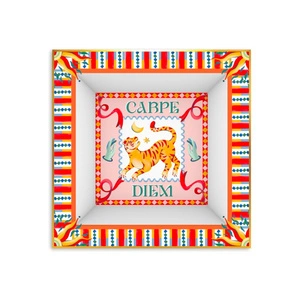 Baci Milano Dolce Far Niente Kaplan Desenli Kare Porselen Tabak 22x22 cm görseli 3