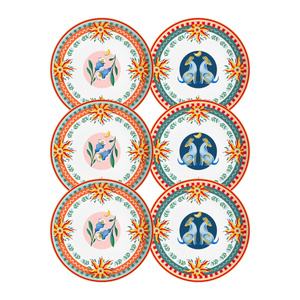 Baci Milano Dolce Far Niente Karışık Desenli 6 Parça Mix Porselen Çukur Tabağı 22 cm görseli 6