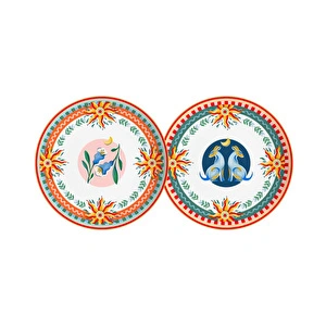 Baci Milano Dolce Far Niente Karışık Desenli 6 Parça Mix Porselen Çukur Tabağı 22 cm görseli 3