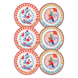 Baci Milano Dolce Far Niente Karışık Desenli 6 Parça Mix Porselen Ekmek Tabağı 16 cm görseli 4