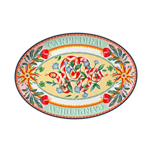 Baci Milano Dolce Far Niente Güneş Desenli Oval Porselen Servis 36x25,5 cm görseli 3